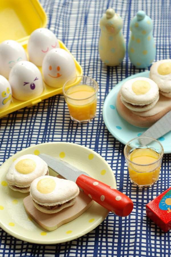 Fried egg macaron tea party