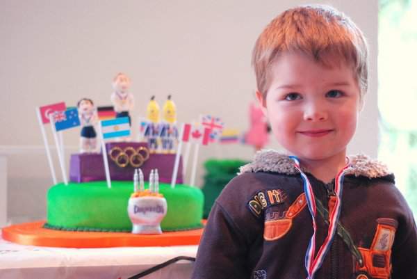 Casper with Olympic Podium Cake