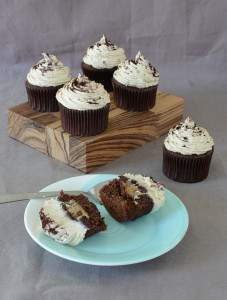 Choc, Banana, Peanut Butter Cookie Dough Cupcakes