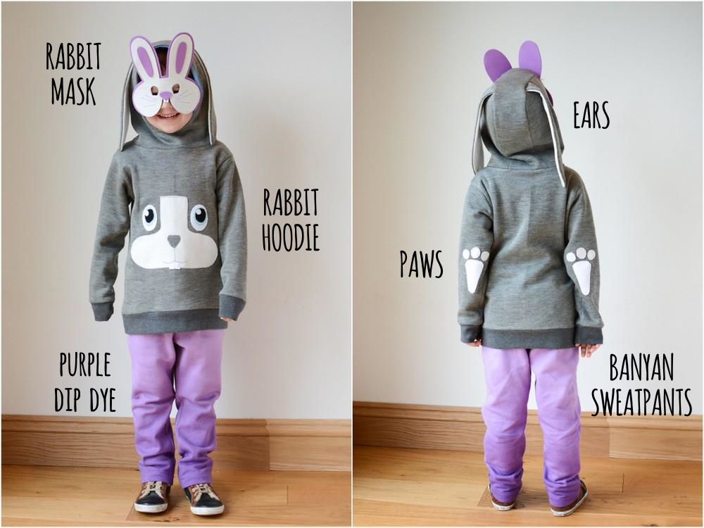 Rabbit Hoodie and Dip Dye Sweatpants Outfit Details