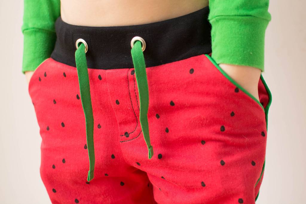 Watermelon Twisted Trousers - front pockets