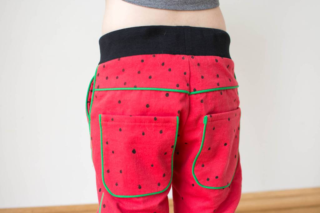 Watermelon Twisted Trousers - back pockets