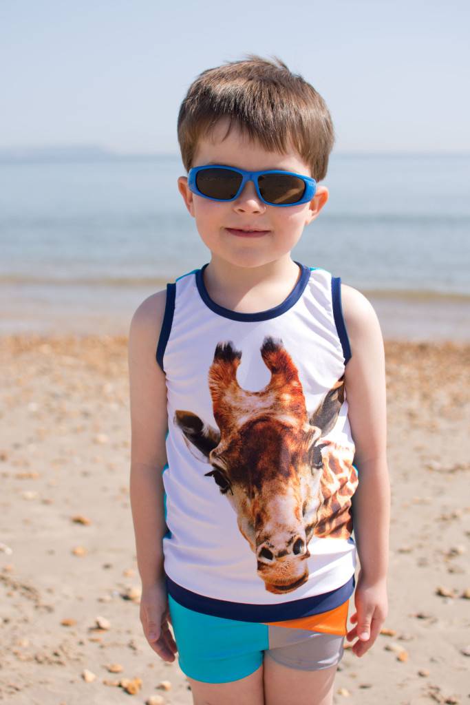 Cloud 9 swim shorts and tank - at the beach