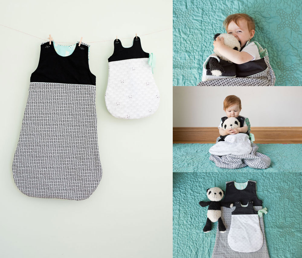 How cute is this?! Matching baby and panda softie sleepsacks in panda fabric!