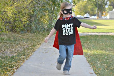 Free DIY Superhero Cape and Mask pattern. Would be great for Halloween or the dress up box!
