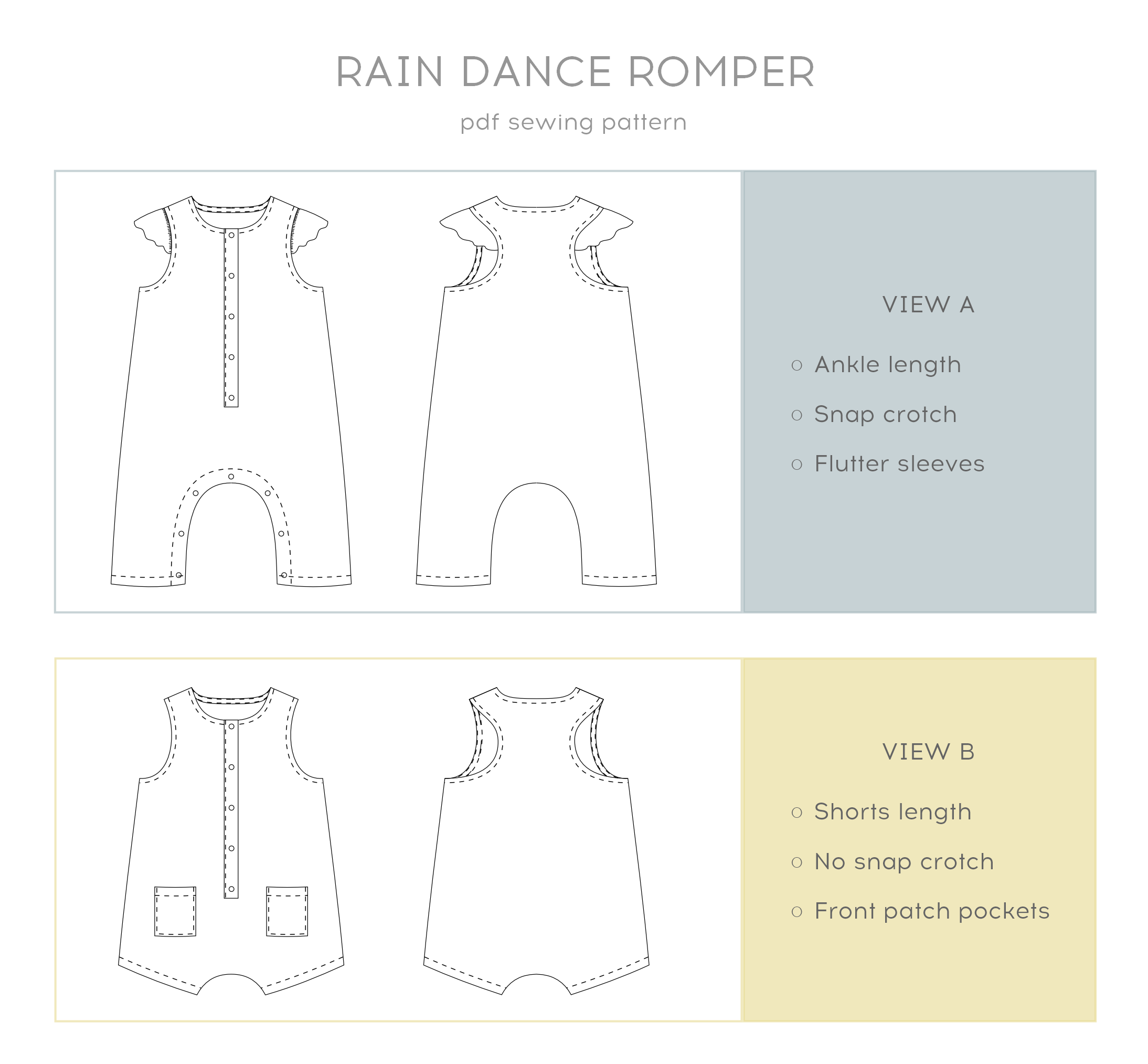 A pdf sewing pattern for a sweet romper.