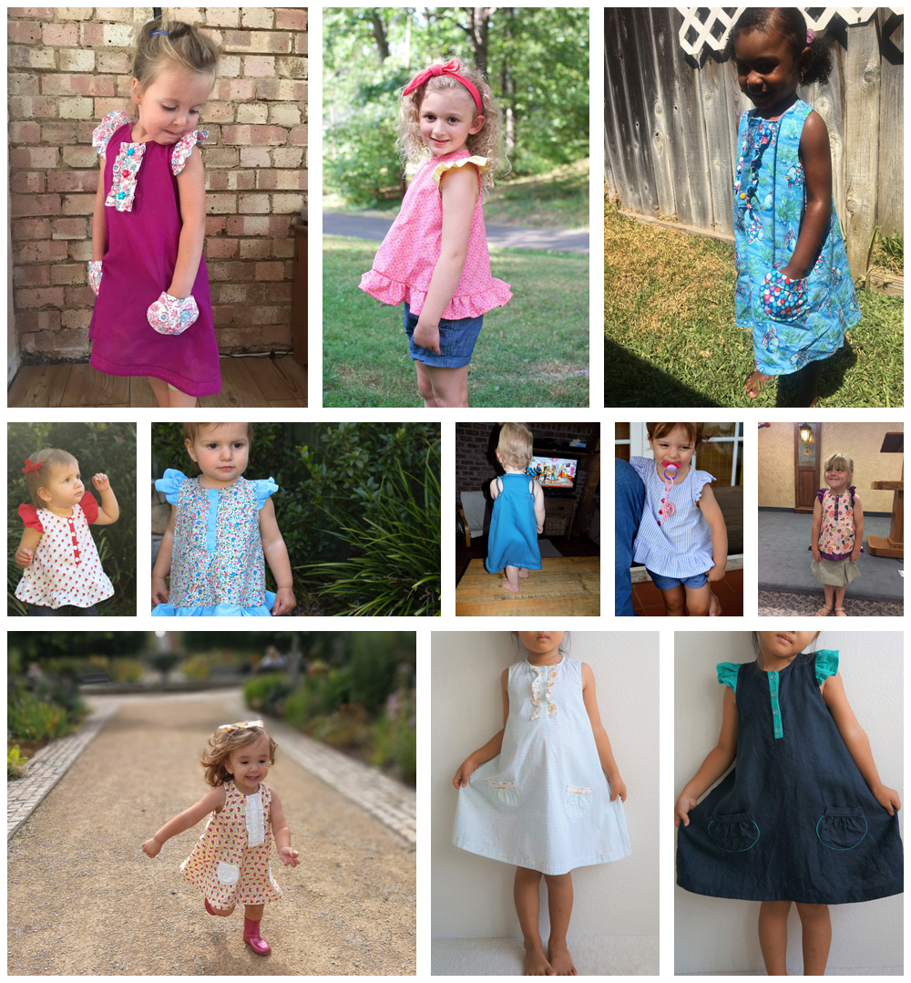 Rushbrook Dress and Top - pattern testers collage 1