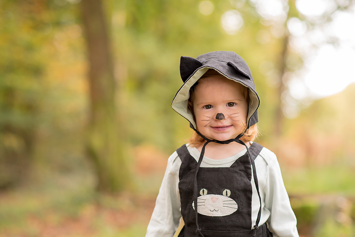 Black cat pinafore and bonnet